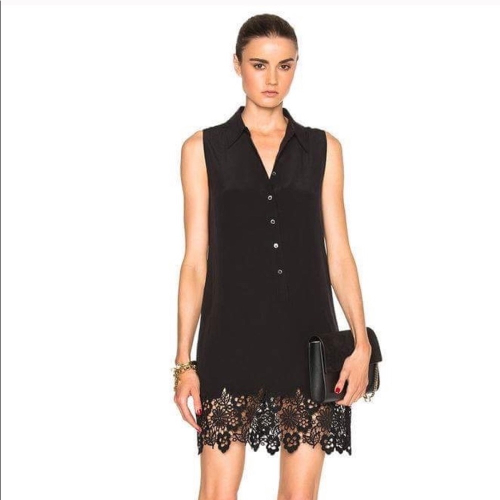 Equipment Black Silk Mini Dress